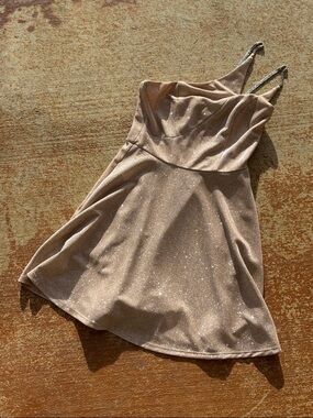 Xtraordinary One-Shoulder Sparkle Dress in Champagne